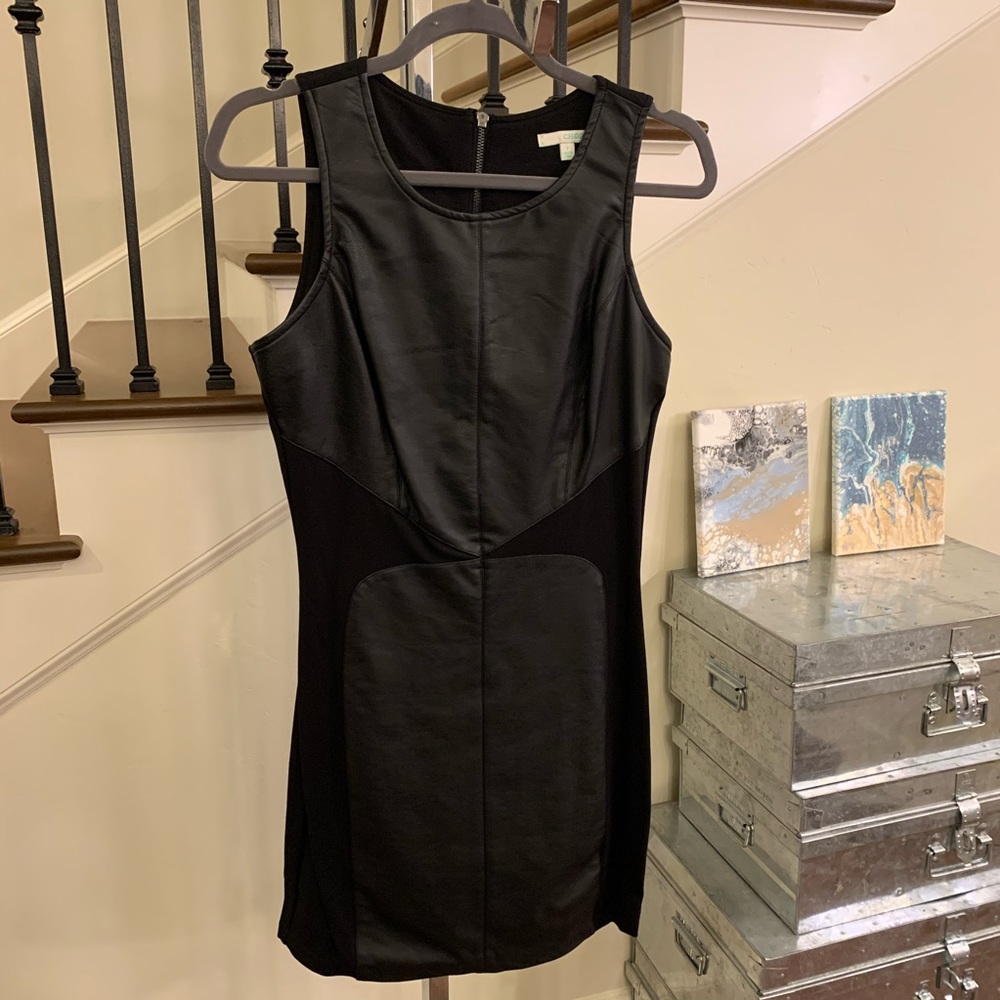 Leather accent Little Black Dress